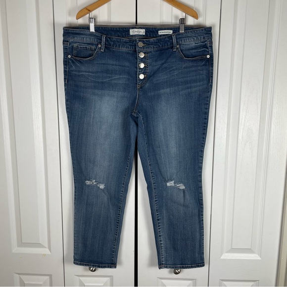 Jessica Simpson Denim - Jessica Simpson Exposed Button Fly Straight Ankle Jeans Women’s 18W Distressed